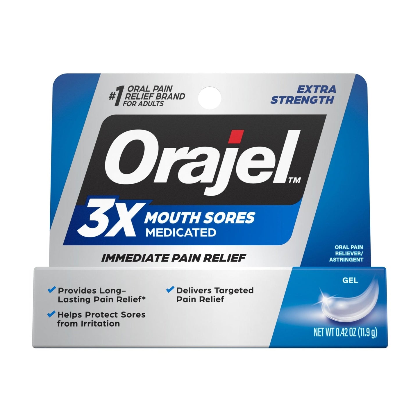 Orajel 3X for Mouth Sores: Maximum Strength Gel Tube 0.42oz- from 1 Oral Pain Relief Brand - Maple Wellness Supplements
