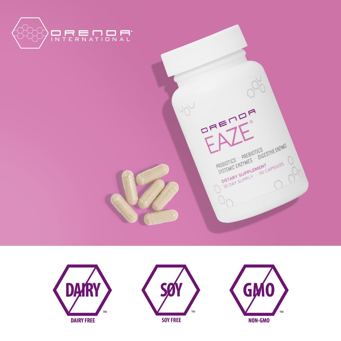 Orenda Eaze®: Gut Wellness Capsules | 6-in-1 Digestive Support with Probiotics, Endospores, Peptizyme-SP EN, Prebiotics, and Digestive Enzymes - Maple Wellness Supplements