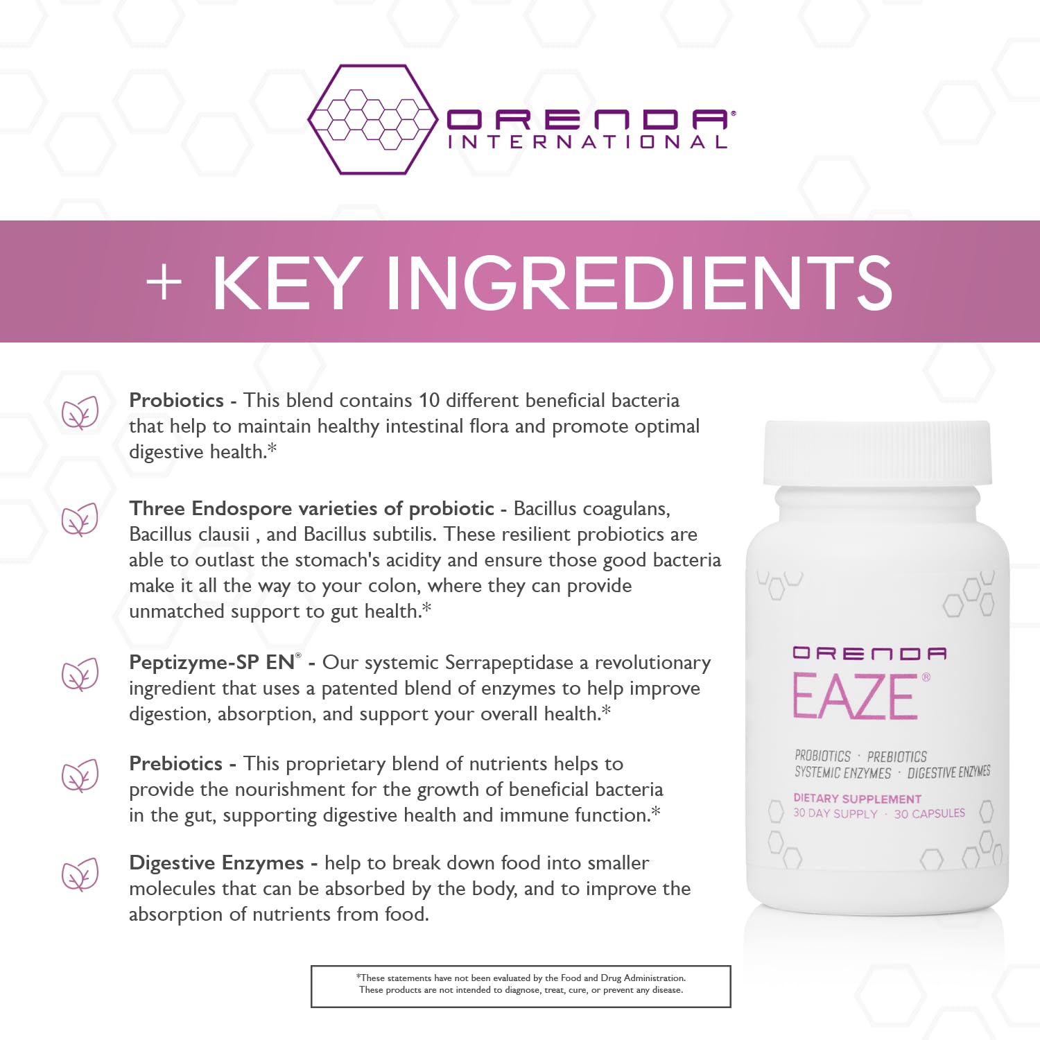 Orenda Eaze®: Gut Wellness Capsules | 6-in-1 Digestive Support with Probiotics, Endospores, Peptizyme-SP EN, Prebiotics, and Digestive Enzymes - Maple Wellness Supplements