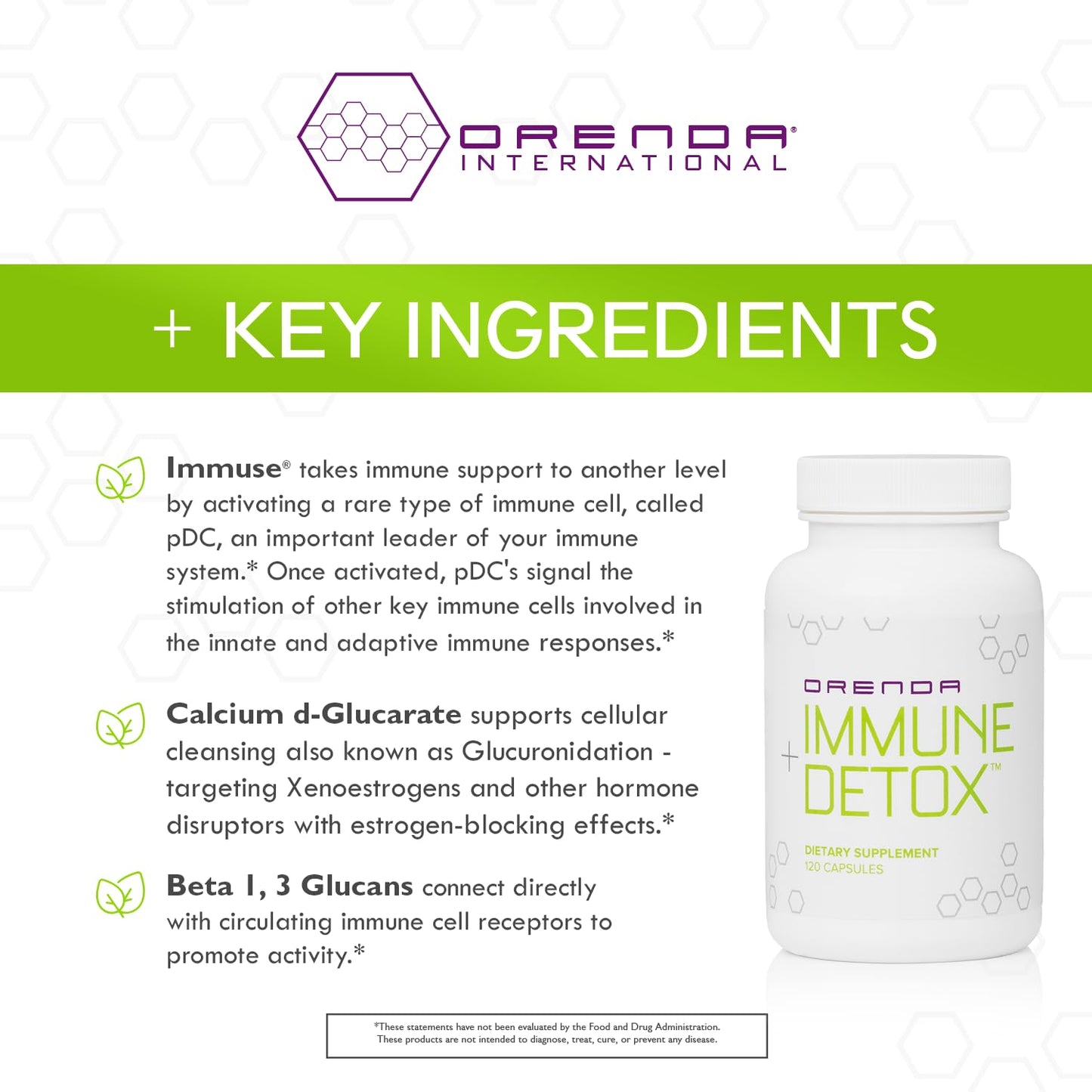 Orenda Immune + Detox - Specialized Formula with Calcium d-Glucarate, Beta 1,3 Glucans & IMMUSE® for Wellness and Balance - 120 Capsules - Maple Wellness Supplements