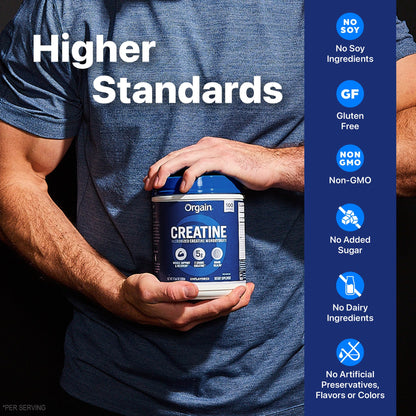 Orgain Creatine Monohydrate Micronized Powder, 100 Servings, Unflavored, Supports Muscle Growth, Post Workout Recovery and Brain Health, No Artificial Additives, for Men & Women, Vegan - Maple Wellness Supplements