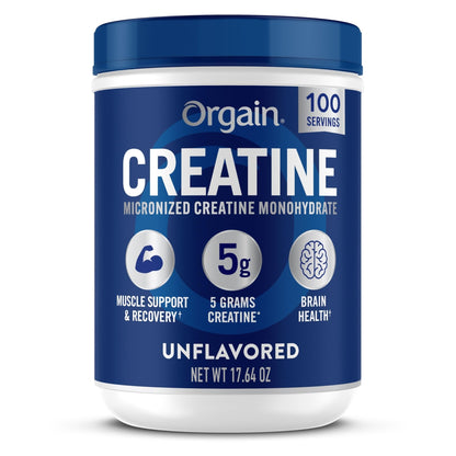 Orgain Creatine Monohydrate Micronized Powder, 100 Servings, Unflavored, Supports Muscle Growth, Post Workout Recovery and Brain Health, No Artificial Additives, for Men & Women, Vegan - Maple Wellness Supplements