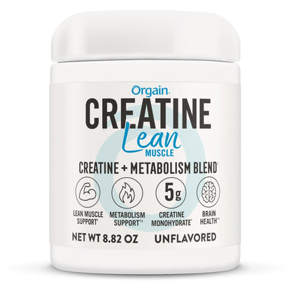 Orgain Micronized Creatine Monohydrate Lean Muscle Powder with Metabolism Blend, Unflavored, 50 Servings, Supports Muscle Strength and Brain Health, No Dairy or Soy, Gluten Free, Vegan - Maple Wellness Supplements