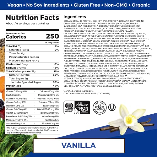 Orgain Organic Perfect Meal Replacement Protein Powder, Vanilla - 25g Plant Based Protein - Maple Wellness Supplements