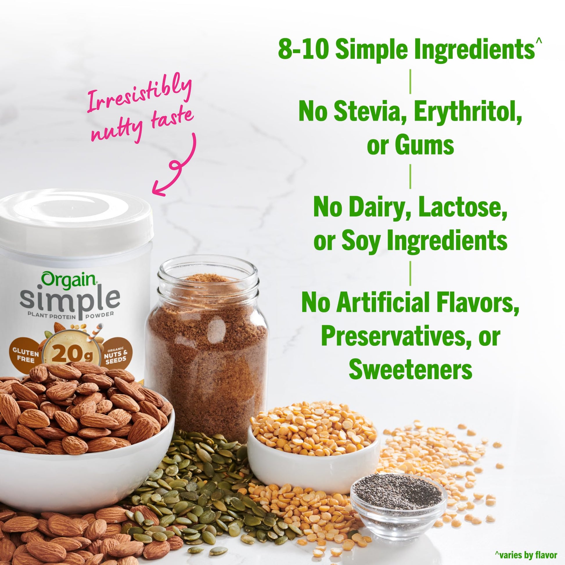 Orgain Organic Simple Vegan Protein Powder, Peanut Butter - 20g Plant Based Protein - Maple Wellness Supplements