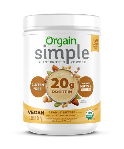 Orgain Organic Simple Vegan Protein Powder, Peanut Butter - 20g Plant Based Protein - Maple Wellness Supplements