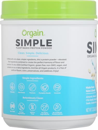 Orgain Organic Simple Vegan Protein Powder, Vanilla - 20g Plant Based Protein - Maple Wellness Supplements