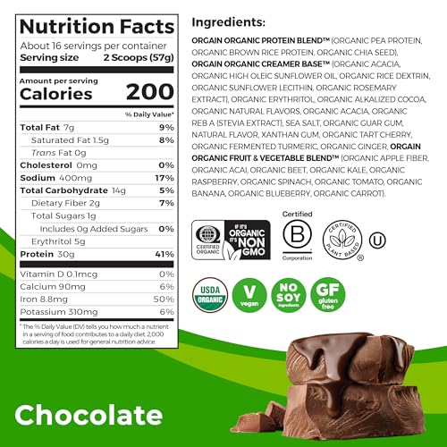 Orgain Organic Sport Vegan Protein Powder, Chocolate - 30g Plant Based Protein - Maple Wellness Supplements