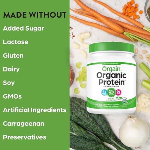 Orgain Organic Unflavored Vegan Protein Powder, Natural Unsweetened - 21g Plant Based - Maple Wellness Supplements
