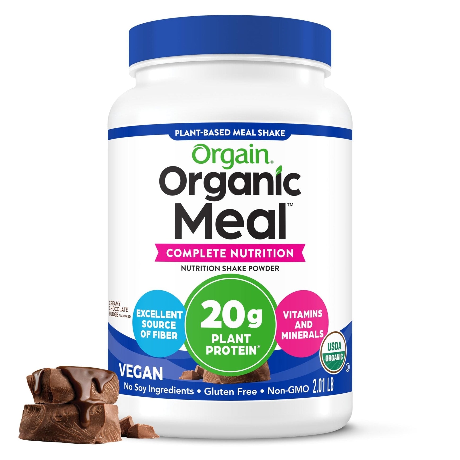 Orgain Organic Vegan Meal Replacement Protein Powder, Creamy Chocolate Fudge - 20g Plant Based Protein, Gluten Free, Dairy Free, Lactose Free, Soy Free, No Sugar Added, - Maple Wellness Supplements