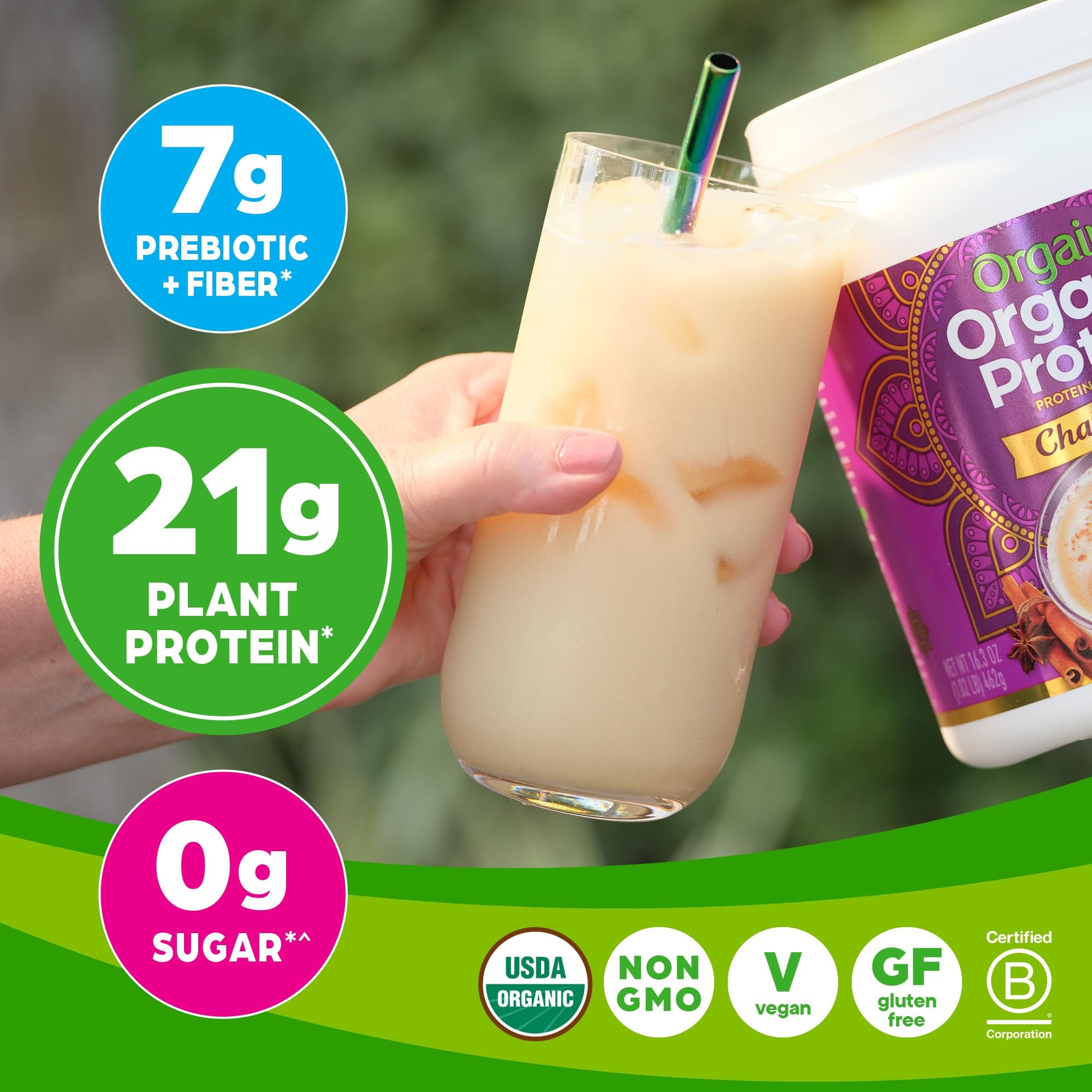 Orgain Organic Vegan Protein Powder, Chai Latte - 21g Plant Based Protein, Gluten Free - Maple Wellness Supplements