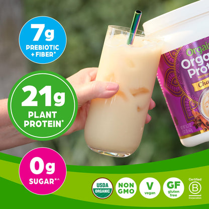 Orgain Organic Vegan Protein Powder, Chai Latte - 21g Plant Based Protein, Gluten Free - Maple Wellness Supplements