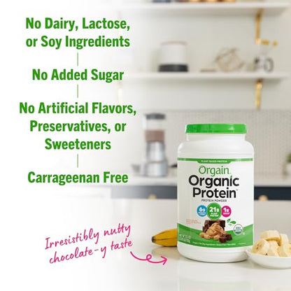 Orgain Organic Vegan Protein Powder, Chocolate Peanut Butter - 21g of Plant Based Protein - Maple Wellness Supplements
