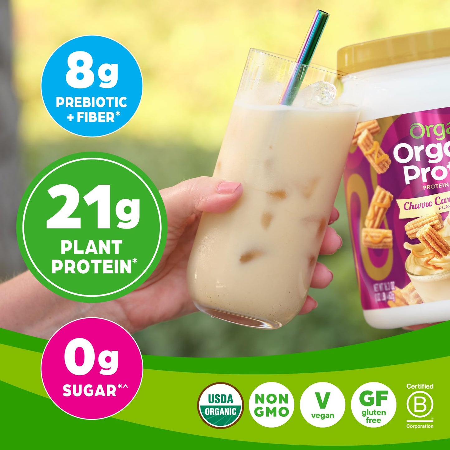 Orgain Organic Vegan Protein Powder, Churro Caramel Swirl - 21g Plant Based Protein - Maple Wellness Supplements