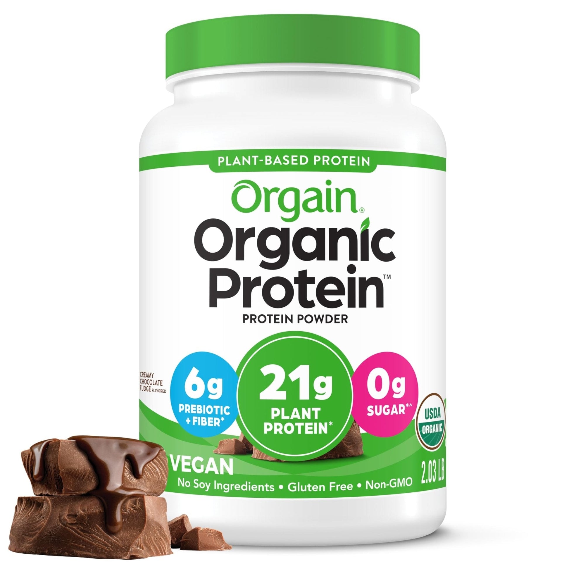 Orgain Organic Vegan Protein Powder, Creamy Chocolate Fudge - 21g Plant Based Protein - Maple Wellness Supplements
