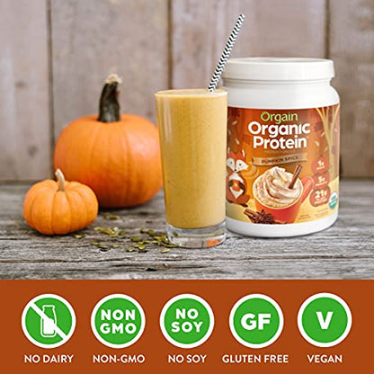 Orgain Organic Vegan Protein Powder, Pumpkin Spice - 21g of Plant Based Protein - Maple Wellness Supplements