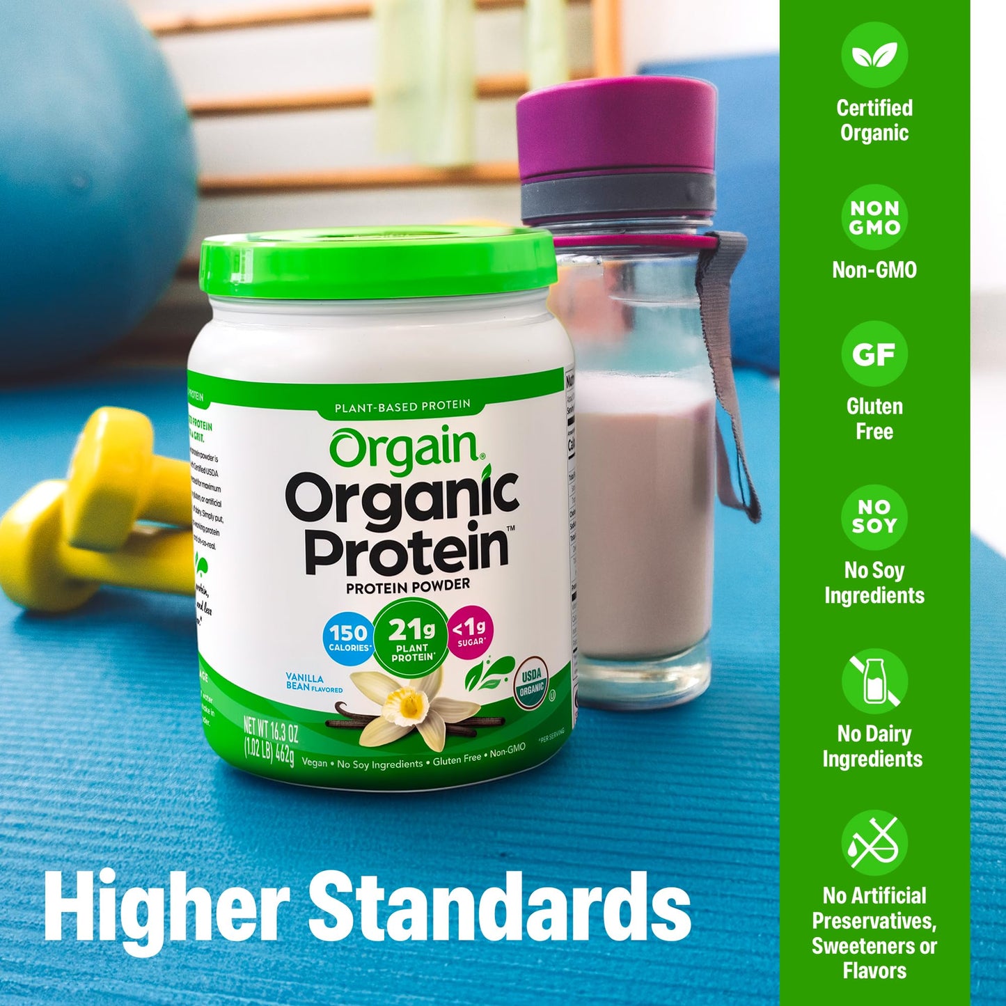Orgain Organic Vegan Protein Powder, Vanilla Bean - 21g Plant Based Protein, 4g Prebiotic Fiber, No Lactose Ingredients, No Added Sugar, Non-GMO, For Shakes & Smoothies - Maple Wellness Supplements