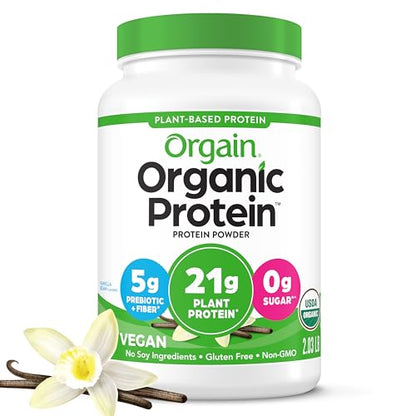Orgain Organic Vegan Protein Powder, Vanilla Bean - 21g Plant Based Protein, Gluten Free - Maple Wellness Supplements