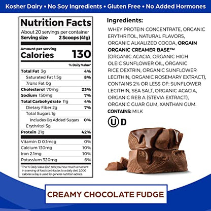 Orgain Whey Protein Powder, Creamy Chocolate Fudge - 21g Grass Fed Dairy Protein - Maple Wellness Supplements