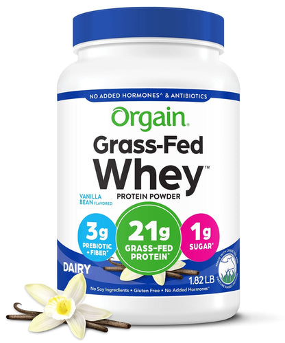 Orgain Whey Protein Powder, Vanilla Bean - 21g Grass Fed Dairy Protein, Gluten Free - Maple Wellness Supplements