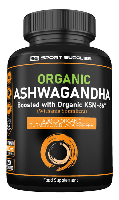Organic Ashwagandha Capsules 1200mg Boosted with 100mg of Organic KSM-66 - Maple Wellness Supplements