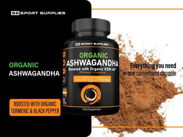 Organic Ashwagandha Capsules 1200mg Boosted with 100mg of Organic KSM-66 - Maple Wellness Supplements