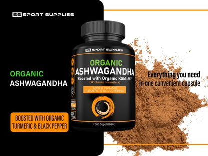Organic Ashwagandha Capsules 1200mg Boosted with 100mg of Organic KSM-66 - Maple Wellness Supplements