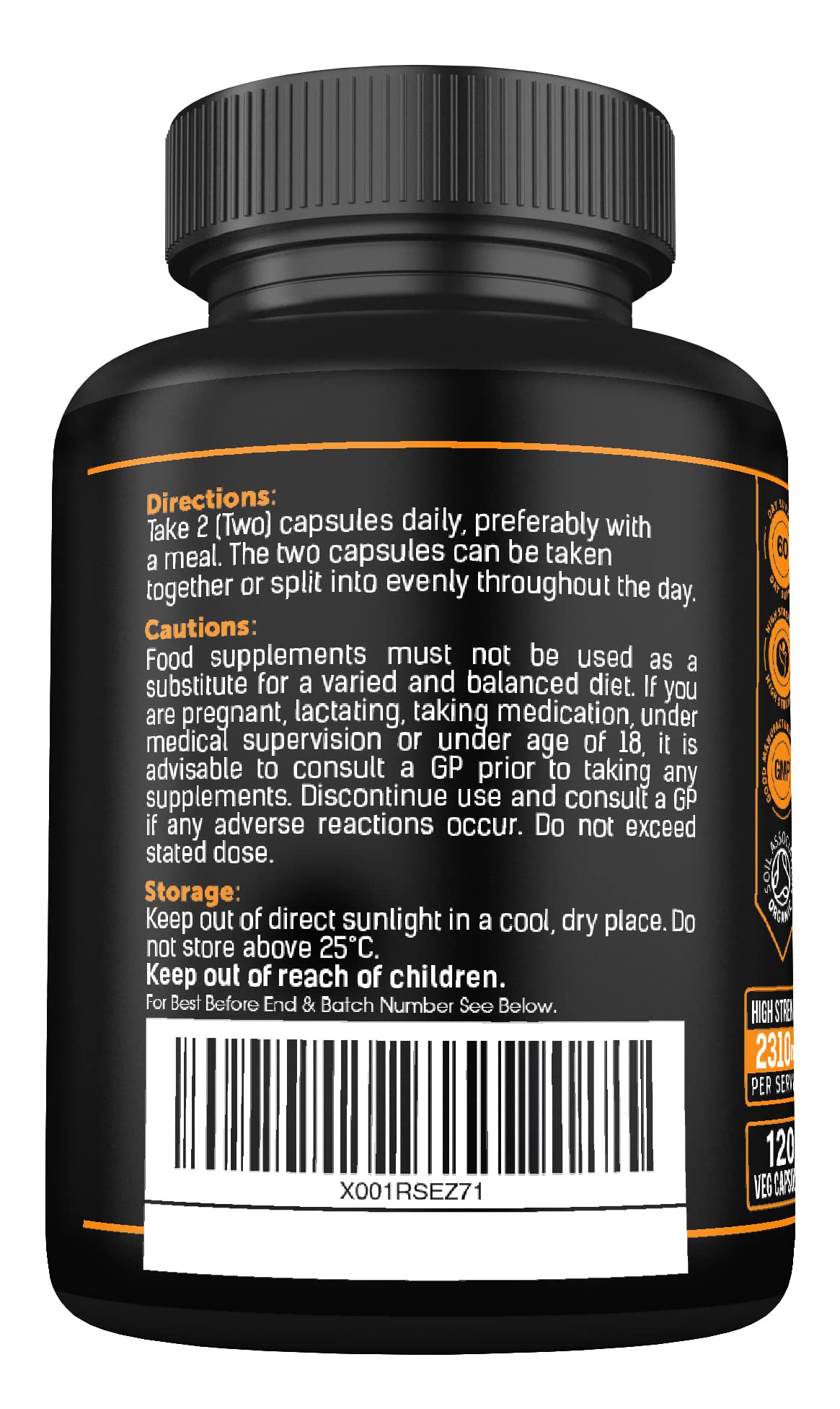 Organic Ashwagandha Capsules 1200mg Boosted with 100mg of Organic KSM-66 - Maple Wellness Supplements