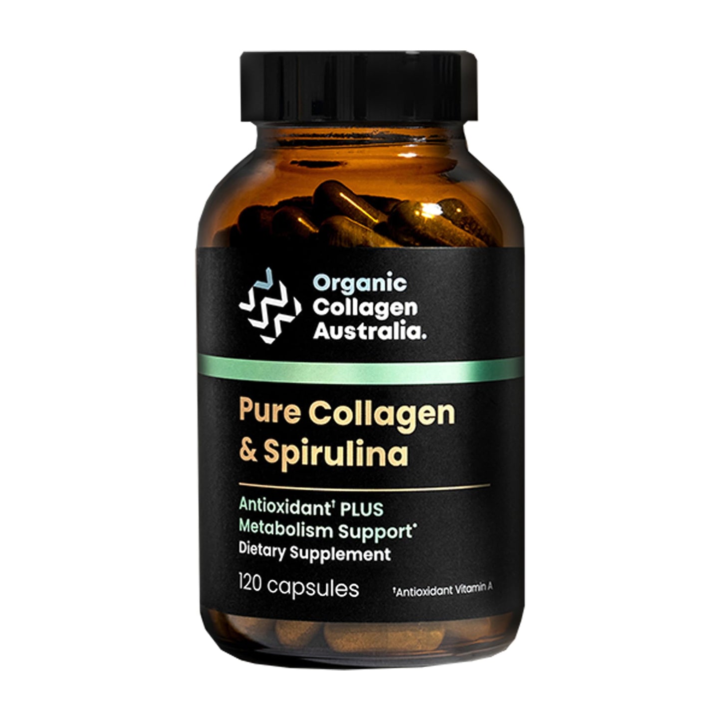 Organic Collagen Australia Pure Collagen & Spirulina Capsules – Antioxidant-Rich Supplement for Skin Elasticity, Joint Health, Metabolism Support & Energy (120 Capsules) - Maple Wellness Supplements