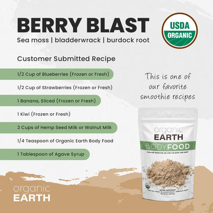 Organic Earth Irish Sea Moss Powder 8oz - Wildcrafted Sea Moss Organic with Bladderwrac - Maple Wellness Supplements