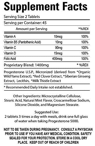 Organic Farm Vitamins Progesterone 5000 - Body glandular System Dietary Supplement, 100% Natural Progesterone Pills - Formula to Balance Hormones - progesterone Supplement, 90 Tablets - Maple Wellness Supplements