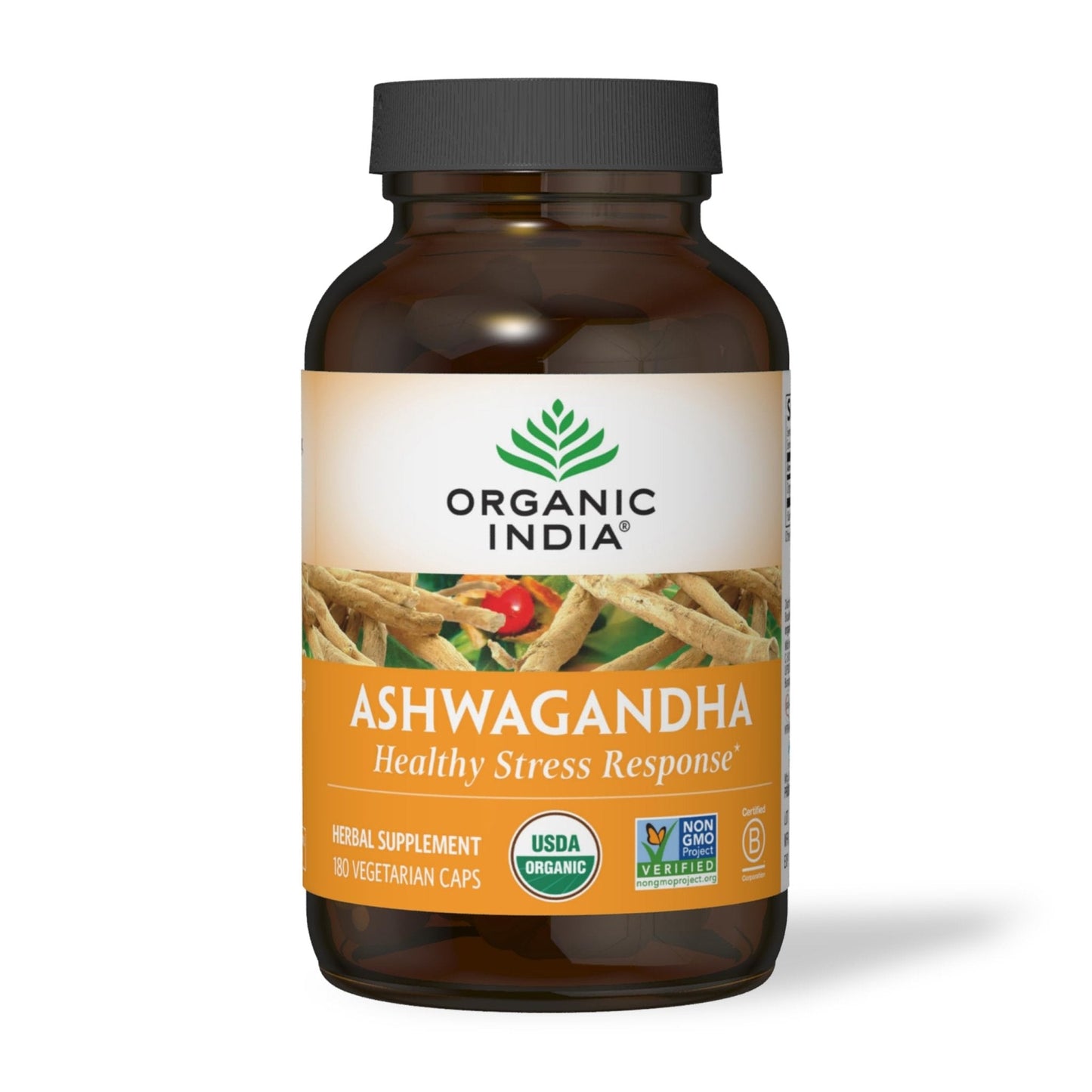 ORGANIC INDIA Ashwagandha Capsules - Organic Ashwagandha Supplement - Vegan Ashwagandha Root, Gluten-Free, Kosher, Non-GMO, Supports Stress Relief, - Maple Wellness Supplements