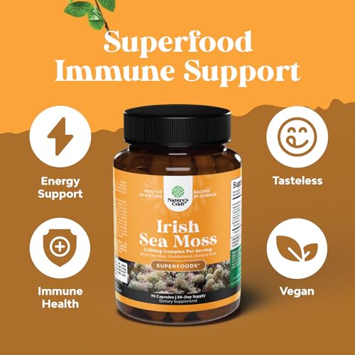 Organic Irish SeaMoss Capsules - Sea Moss and Bladderwrack Capsules with Burdock - Maple Wellness Supplements