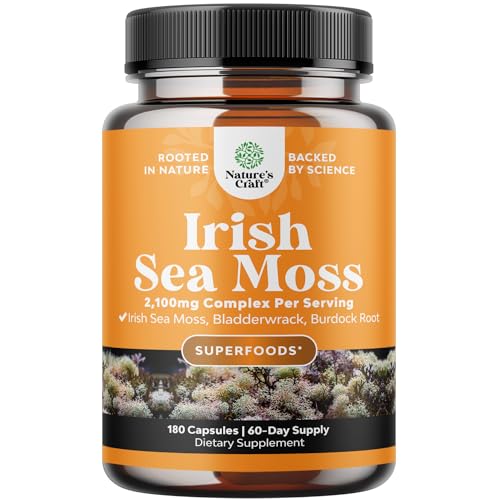 Organic Irish SeaMoss Capsules - Sea Moss and Bladderwrack Capsules with Burdock - Maple Wellness Supplements