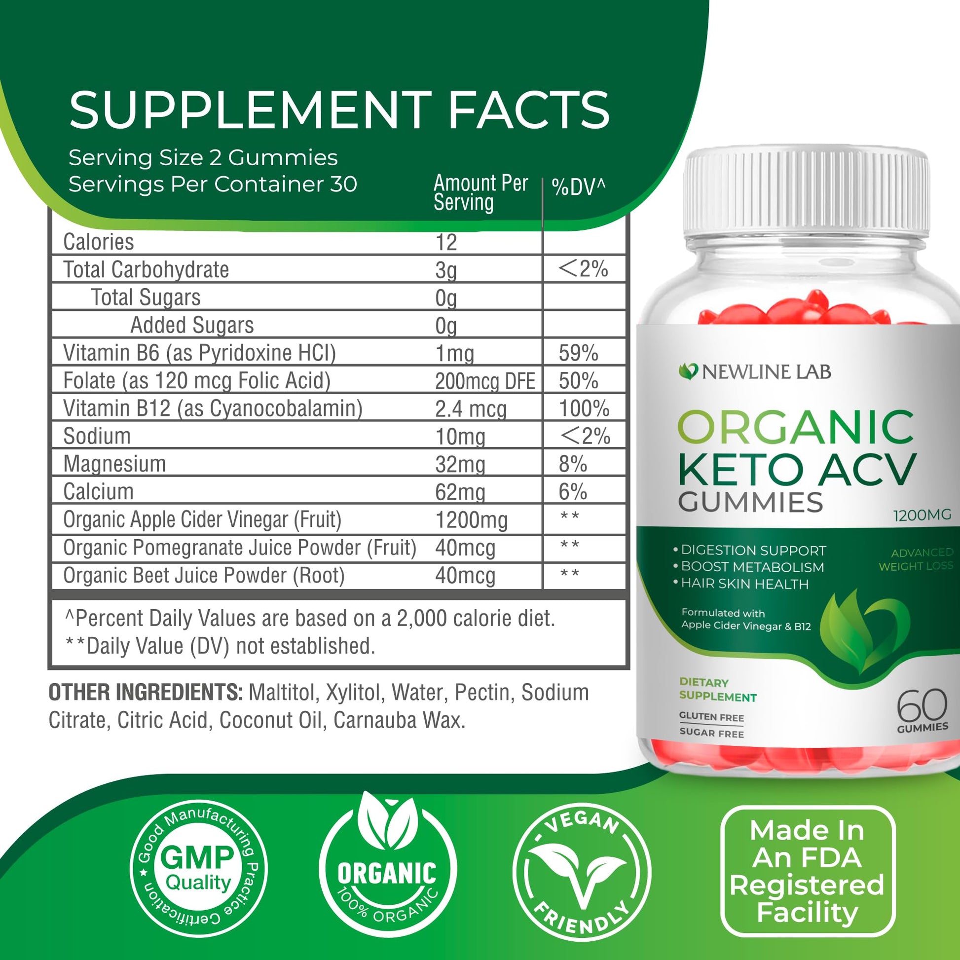 Organic Keto ACV Gummies for Advanced Weight Loss Fat Burn - Sugar Gluten Free Apple - Maple Wellness Supplements