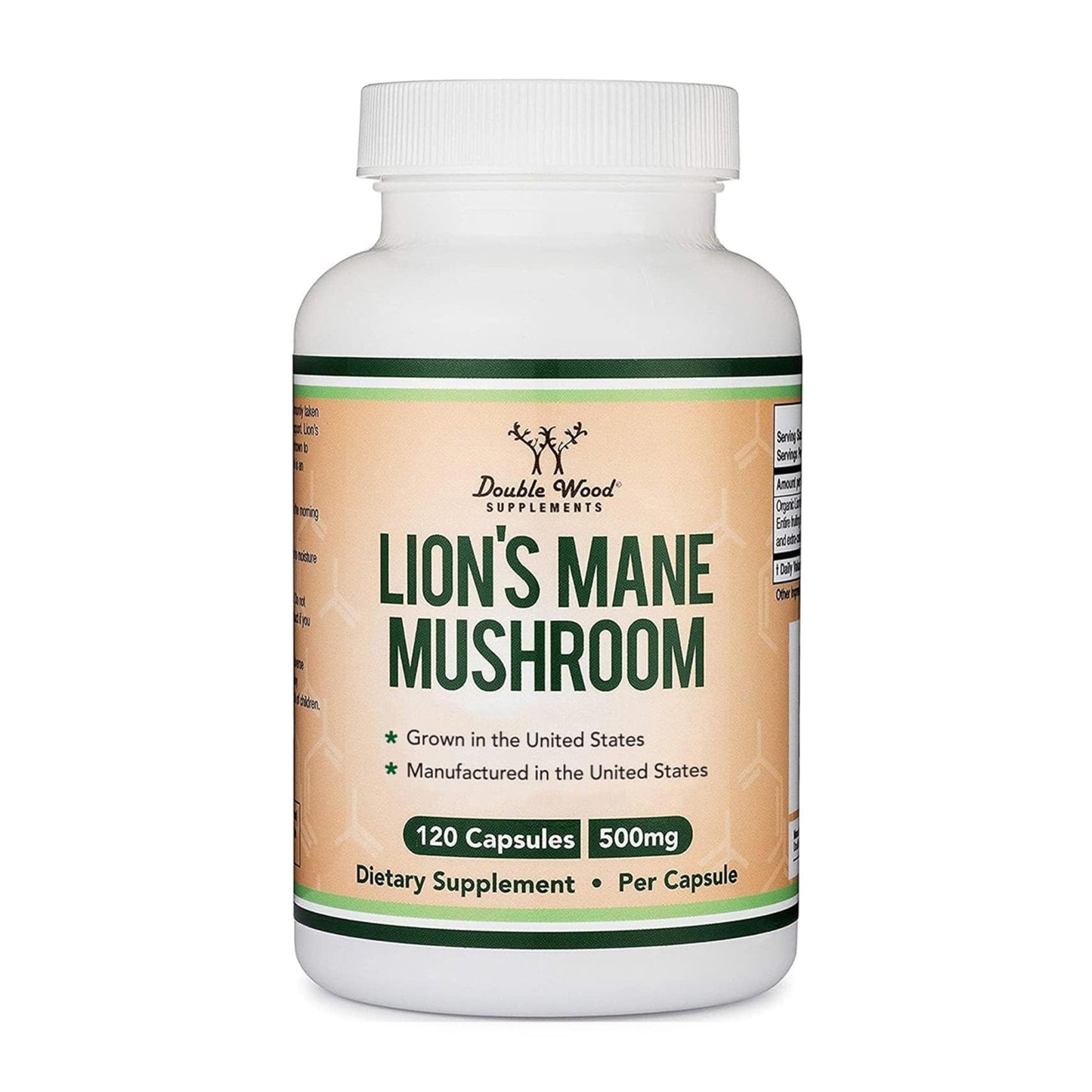 Organic Lions Mane Mushroom Capsules (120 Count), for Focus Support and Immune Health, Third Party Tested and Grown in The USA - by Double Wood - Maple Wellness Supplements