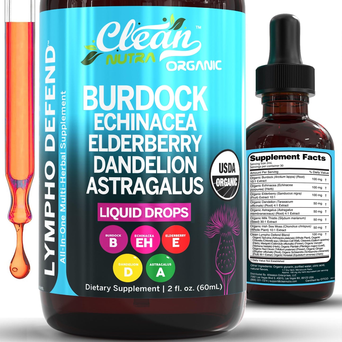 Organic Lymphatic Drainage Supplement | Lymphatic Support Drops | Burdock Root Echinacea Elderberry Dandelion Astragalus Milk Thistle Sea Moss Red Clover - Maple Wellness Supplements