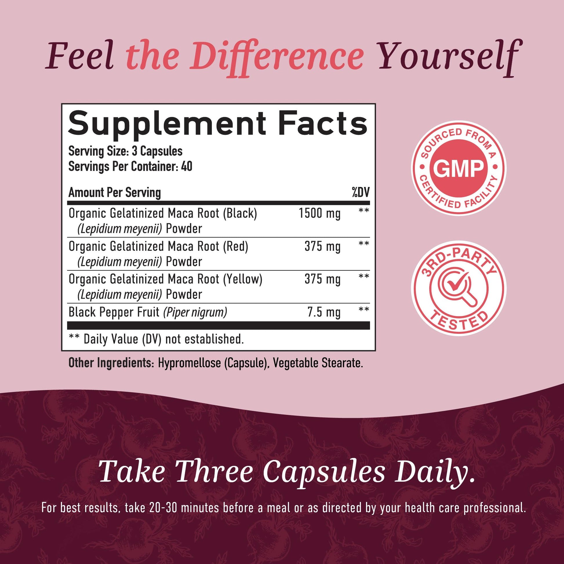 Organic Maca Root Capsules for Women | Peruvian Maca 2250MG Extra Strength | Red, Black & Yellow Root Powder with Black Pepper | Herbal Supplement - Maple Wellness Supplements