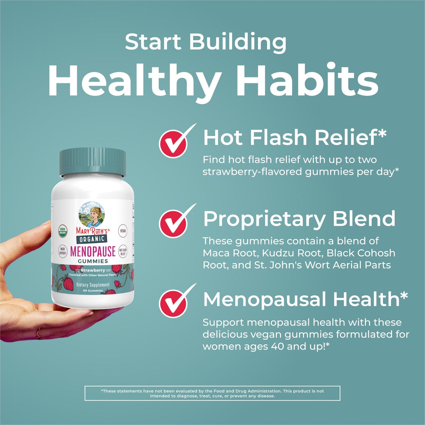 Organic Menopause Gummies by MaryRuth's | Menopause Supplements for Women | Mood Support | Hot Flash Relief | Maca Root | Black Cohosh | USDA Organic | Non-GMO | Vegan | 30 Servings - Maple Wellness Supplements