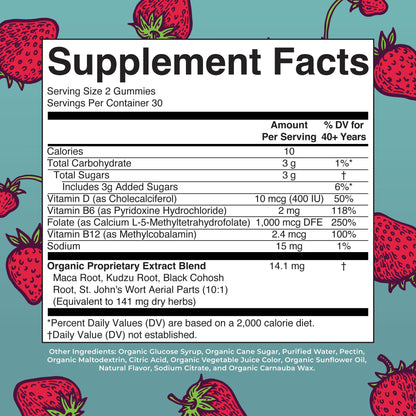 Organic Menopause Gummies by MaryRuth's | Menopause Supplements for Women | Mood Support | Hot Flash Relief | Maca Root | Black Cohosh | USDA Organic | Non-GMO | Vegan | 30 Servings - Maple Wellness Supplements