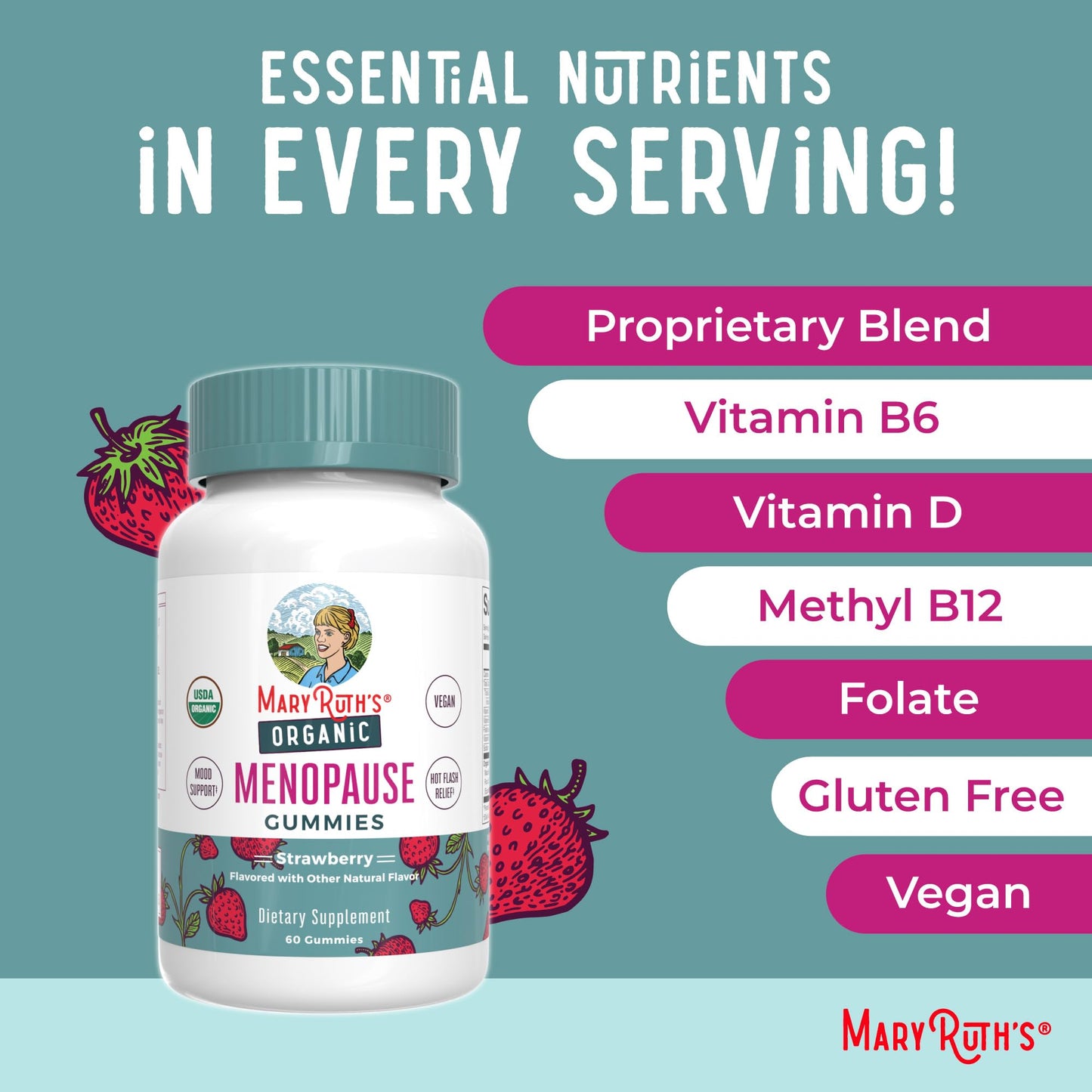 Organic Menopause Gummies by MaryRuth's | Menopause Supplements for Women | Mood Support | Hot Flash Relief | Maca Root | Black Cohosh | USDA Organic | Non-GMO | Vegan | 30 Servings - Maple Wellness Supplements