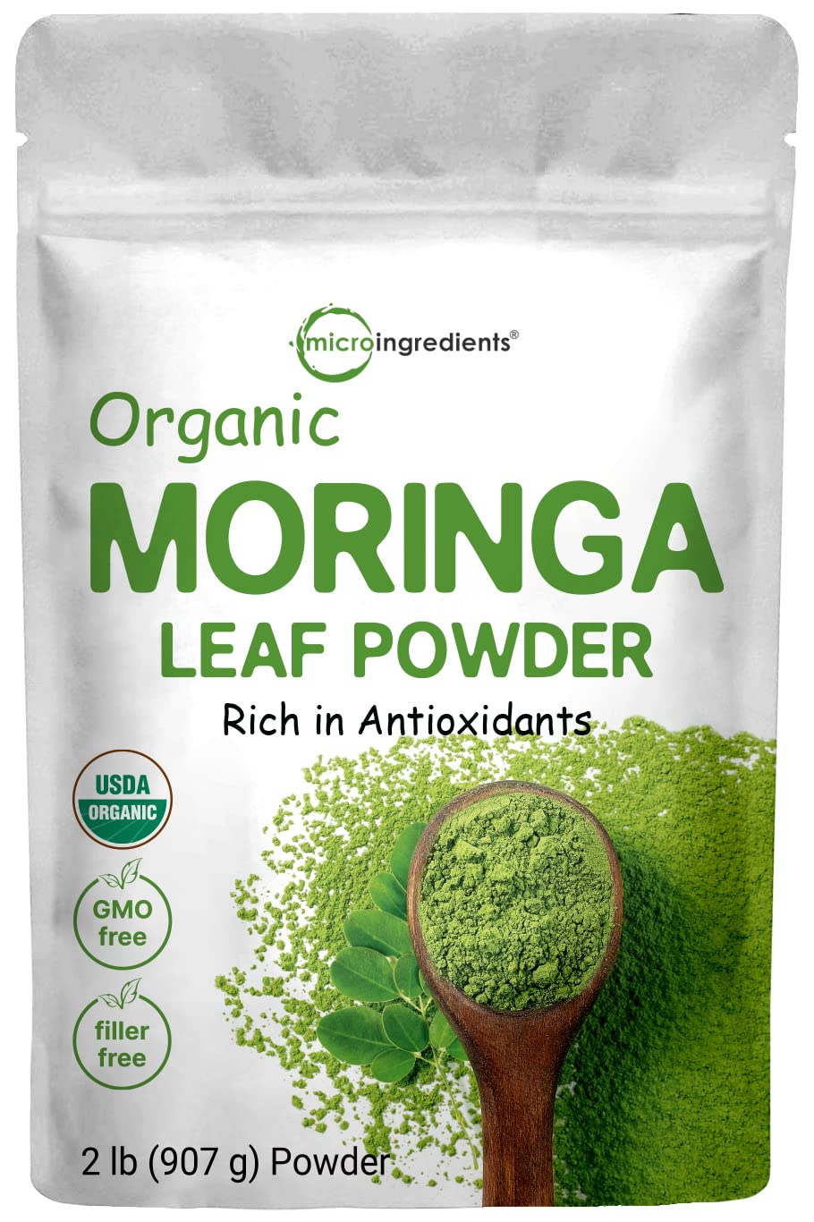 Organic Moringa Oleifera Leaf Powder for Hair, 2 Pounds, Rich in Antioxidants and Immune - Maple Wellness Supplements
