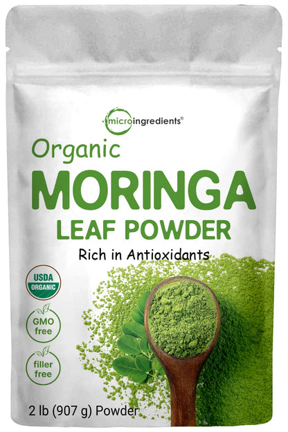 Organic Moringa Oleifera Leaf Powder for Hair, 2 Pounds, Rich in Antioxidants and Immune - Maple Wellness Supplements