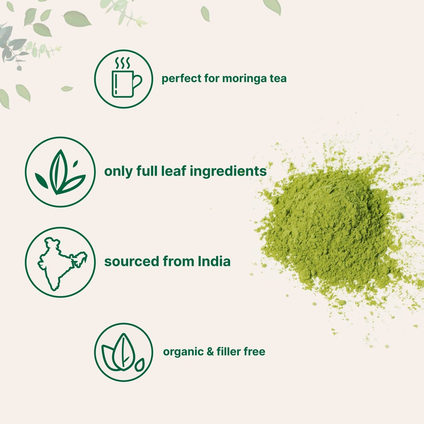 Organic Moringa Oleifera Leaf Powder for Hair, 2 Pounds, Rich in Antioxidants and Immune - Maple Wellness Supplements