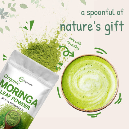 Organic Moringa Oleifera Leaf Powder for Hair, 2 Pounds, Rich in Antioxidants and Immune - Maple Wellness Supplements
