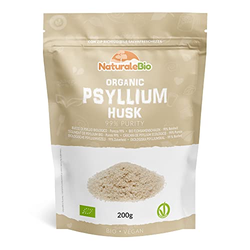 Organic Psyllium Husk - 99% Purity - 200g. Pure & Natural Psyllium Seed Husks - Maple Wellness Supplements