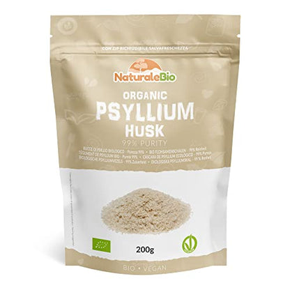 Organic Psyllium Husk - 99% Purity - 200g. Pure & Natural Psyllium Seed Husks - Maple Wellness Supplements
