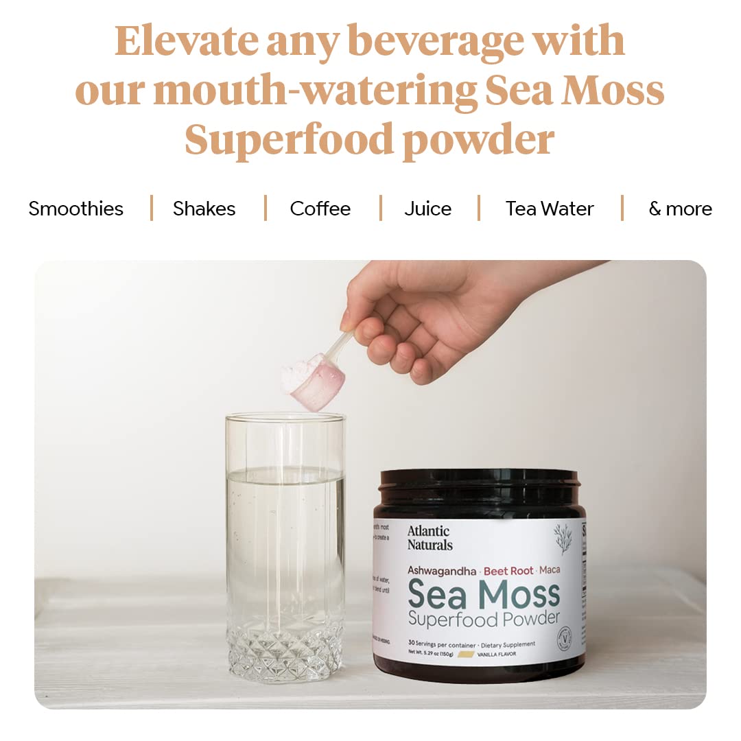 Organic Sea Moss Superfood Powder with Ashwagandha, Beet Root, and Maca - Maple Wellness Supplements