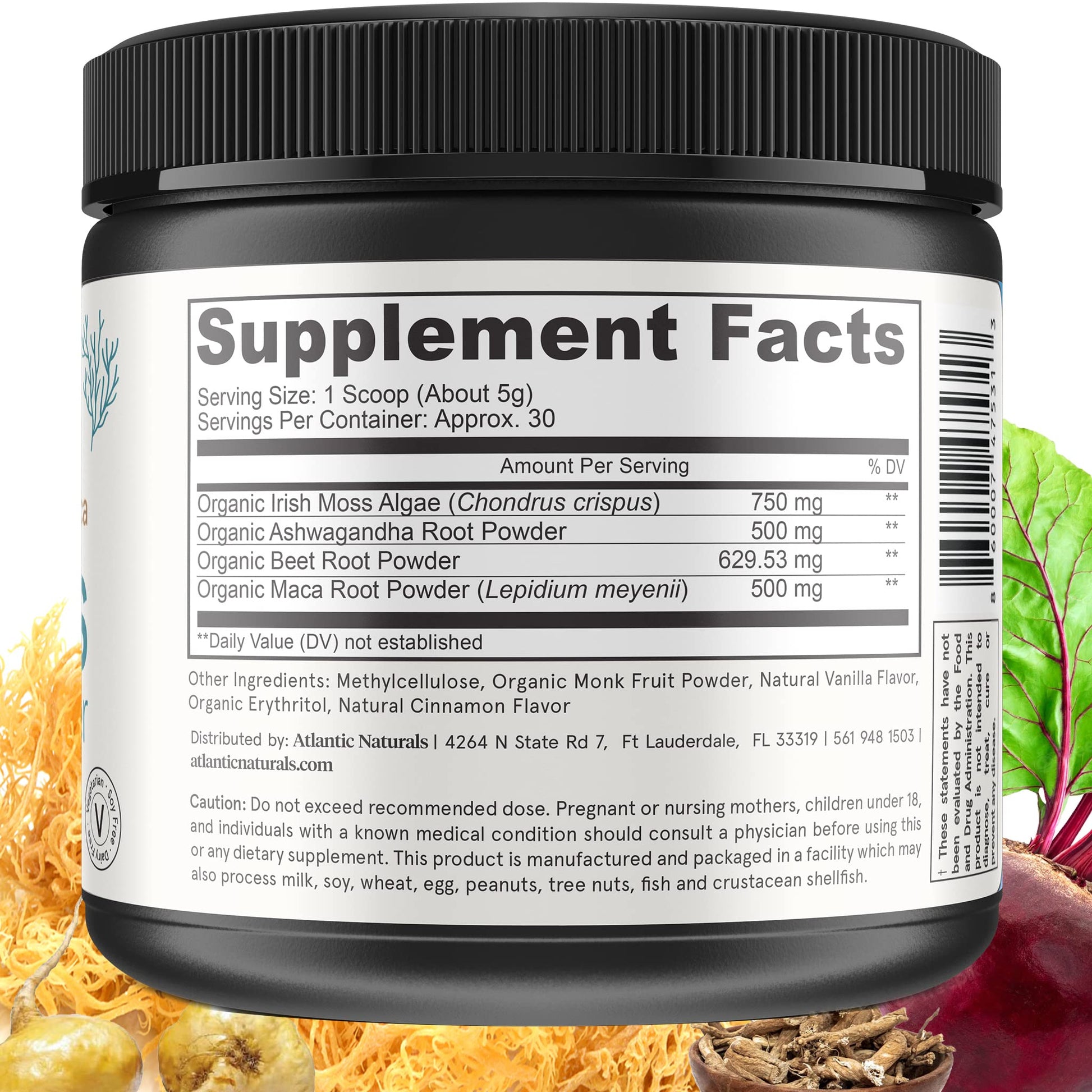 Organic Sea Moss Superfood Powder with Ashwagandha, Beet Root, and Maca - Maple Wellness Supplements