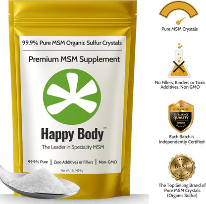 Organic Sulfur Crystals | 99.9% Pure MSM Crystals for Joint Support, Recovery, Hair, Skin & Nails | 90 Servings | 1 lb Bag - Maple Wellness Supplements